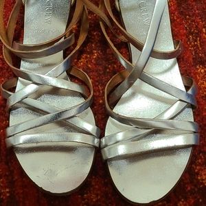 J Crew Silver Italian Made Sandals